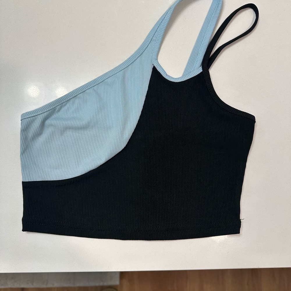 Two-Tone Asymmetrical Crop Top